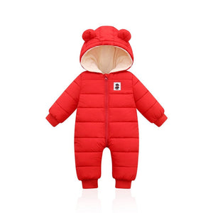 LZH 2020 Autumn Winter Infant Baby Clothing New Baby Boys Thick Down Cotton Jumpsuit Girls Long-sleeved Hooded Romper 3-12 Month