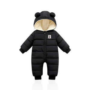 LZH 2020 Autumn Winter Infant Baby Clothing New Baby Boys Thick Down Cotton Jumpsuit Girls Long-sleeved Hooded Romper 3-12 Month