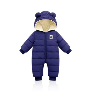 LZH 2020 Autumn Winter Infant Baby Clothing New Baby Boys Thick Down Cotton Jumpsuit Girls Long-sleeved Hooded Romper 3-12 Month