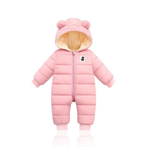 LZH 2020 Autumn Winter Infant Baby Clothing New Baby Boys Thick Down Cotton Jumpsuit Girls Long-sleeved Hooded Romper 3-12 Month