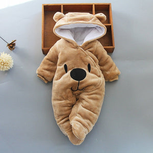 Baby clothing Boy girls Clothes Cotton Newborn toddler rompers cute Infant bear new born winter Hoodie romper   0-18M