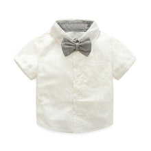 Carregar imagem no visualizador da galeria, Toddler Boys Clothing Set Newborn Gentleman Suit Kids Short Sleeve Bow Tie Shirt+Suspender Shorts Casual Summer Baby Boy Clothes
