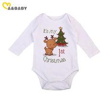 Cargar imagen en el visor de la galería, christmas baby romper newborn infant baby boys girls cartoon deer Christmas tree print long sleeves romper autumn baby clothing
