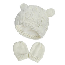 Carregar imagem no visualizador da galeria, New Baby Kids Girls Boys Winter Warm Knit Hat Ear Solid Warm Cute Glove 2pcs Lovely Beanie Cap 0-18M
