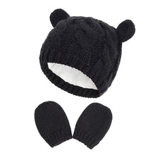 Carregar imagem no visualizador da galeria, New Baby Kids Girls Boys Winter Warm Knit Hat Ear Solid Warm Cute Glove 2pcs Lovely Beanie Cap 0-18M
