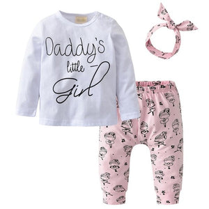 Newborn Baby Boys Girls Clothes Daddy/Mummy Letter 3Pcs Outfits Set Long Sleeve T-shirt+Pants Infant Toddler Clothing Suit