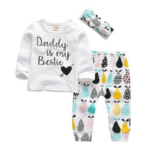 Carregar imagem no visualizador da galeria, Newborn Baby Boys Girls Clothes Daddy/Mummy Letter 3Pcs Outfits Set Long Sleeve T-shirt+Pants Infant Toddler Clothing Suit
