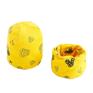 New Fashion Baby Cap Set Cartoon Owl Stars Baby Head Cover Spring Warm Neck Collar Kids Beanies Sets Cotton Children Hats Scarf