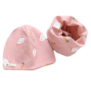 New Fashion Baby Cap Set Cartoon Owl Stars Baby Head Cover Spring Warm Neck Collar Kids Beanies Sets Cotton Children Hats Scarf