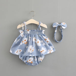 NEW Newborn Baby Girls Clothes Sleeveless Dress+Briefs 2PCS Outfits Set Striped Printed Cute Clothing Sets Summer Sunsuit 0-24M