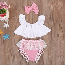 Carregar imagem no visualizador da galeria, NEW Newborn Baby Girls Clothes Sleeveless Dress+Briefs 2PCS Outfits Set Striped Printed Cute Clothing Sets Summer Sunsuit 0-24M
