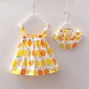 NEW Newborn Baby Girls Clothes Sleeveless Dress+Briefs 2PCS Outfits Set Striped Printed Cute Clothing Sets Summer Sunsuit 0-24M