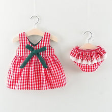 Carregar imagem no visualizador da galeria, NEW Newborn Baby Girls Clothes Sleeveless Dress+Briefs 2PCS Outfits Set Striped Printed Cute Clothing Sets Summer Sunsuit 0-24M
