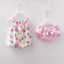 Carregar imagem no visualizador da galeria, NEW Newborn Baby Girls Clothes Sleeveless Dress+Briefs 2PCS Outfits Set Striped Printed Cute Clothing Sets Summer Sunsuit 0-24M
