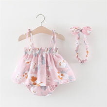 Carregar imagem no visualizador da galeria, NEW Newborn Baby Girls Clothes Sleeveless Dress+Briefs 2PCS Outfits Set Striped Printed Cute Clothing Sets Summer Sunsuit 0-24M
