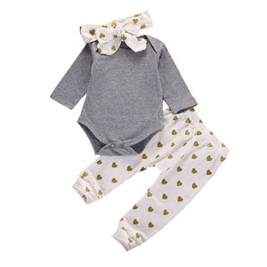 Newborn Baby Girl Clothes Set Fashion Leopard Pants Pink Letter Print Tops Headband 3Pcs Autumn Toddler Infant Clothing Outfits