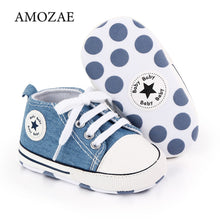 Carregar imagem no visualizador da galeria, New  Baby Canvas Sneaker For Newborn Sport Shoes For Baby Boys Girls Infant Toddler Soft Bottom Anti-slip First Walkers 0-18 M
