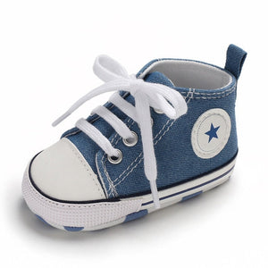 Baby Shoes Boy Girl Star Solid Sneaker Cotton Soft Anti-Slip Sole Newborn Infant First Walkers Toddler Casual Canvas Crib Shoes