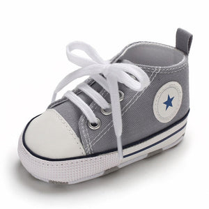 Baby Shoes Boy Girl Star Solid Sneaker Cotton Soft Anti-Slip Sole Newborn Infant First Walkers Toddler Casual Canvas Crib Shoes