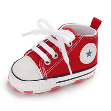 将图片加载到图库查看器，Baby Shoes Boy Girl Star Solid Sneaker Cotton Soft Anti-Slip Sole Newborn Infant First Walkers Toddler Casual Canvas Crib Shoes
