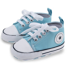 将图片加载到图库查看器，Baby Shoes Boy Girl Star Solid Sneaker Cotton Soft Anti-Slip Sole Newborn Infant First Walkers Toddler Casual Canvas Crib Shoes
