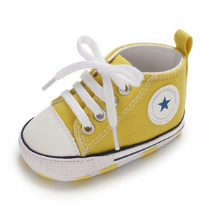 Baby Shoes Boy Girl Star Solid Sneaker Cotton Soft Anti-Slip Sole Newborn Infant First Walkers Toddler Casual Canvas Crib Shoes