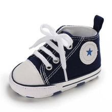 将图片加载到图库查看器，Baby Shoes Boy Girl Star Solid Sneaker Cotton Soft Anti-Slip Sole Newborn Infant First Walkers Toddler Casual Canvas Crib Shoes
