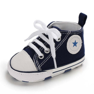 Baby Shoes Boy Girl Star Solid Sneaker Cotton Soft Anti-Slip Sole Newborn Infant First Walkers Toddler Casual Canvas Crib Shoes