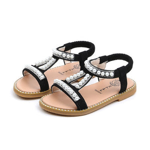 Summer Baby Girls Sandals Toddler Infant Kids Slip On Pearl Crystal Single Princess Roman Shoes For Children Girl