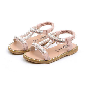 Summer Baby Girls Sandals Toddler Infant Kids Slip On Pearl Crystal Single Princess Roman Shoes For Children Girl