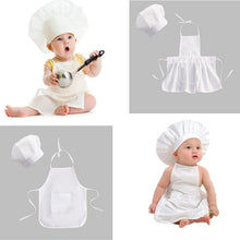 Cargar imagen en el visor de la galería, Baby Chef Apron Hat for Kids Costumes  Chef Baby  Cook Costume Newborn Photography Prop Newborn Hat Apron
