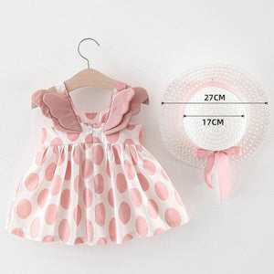 Melario Children's Clothing Baby Girl Clothes Summer Party Clothing for Girls Dress Cherry Dot Princess Dresses Bow Hat Outfits