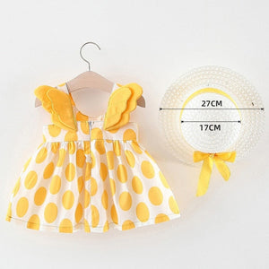 Melario Children's Clothing Baby Girl Clothes Summer Party Clothing for Girls Dress Cherry Dot Princess Dresses Bow Hat Outfits