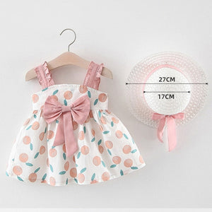 Melario Children's Clothing Baby Girl Clothes Summer Party Clothing for Girls Dress Cherry Dot Princess Dresses Bow Hat Outfits