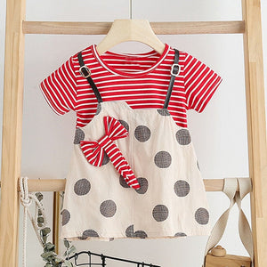 Melario Children's Clothing Baby Girl Clothes Summer Party Clothing for Girls Dress Cherry Dot Princess Dresses Bow Hat Outfits