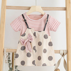 Melario Children's Clothing Baby Girl Clothes Summer Party Clothing for Girls Dress Cherry Dot Princess Dresses Bow Hat Outfits