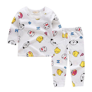 Cute Children's Autumn Pajamas Clothing Set Cartoon Boys & Girls Sleepwear Suits Kids Long Sleeves Top + Pants Baby Home Clothes