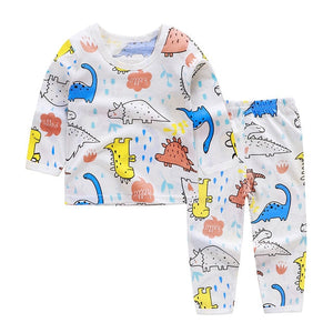 Cute Children's Autumn Pajamas Clothing Set Cartoon Boys & Girls Sleepwear Suits Kids Long Sleeves Top + Pants Baby Home Clothes