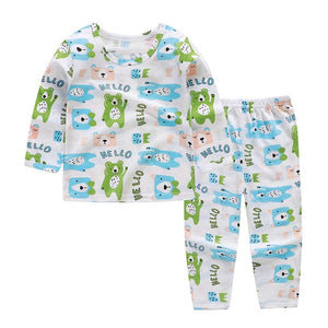 Cute Children's Autumn Pajamas Clothing Set Cartoon Boys & Girls Sleepwear Suits Kids Long Sleeves Top + Pants Baby Home Clothes