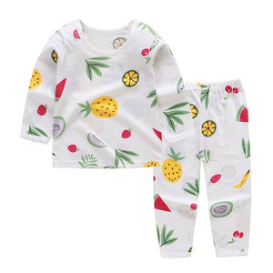 Cute Children's Autumn Pajamas Clothing Set Cartoon Boys & Girls Sleepwear Suits Kids Long Sleeves Top + Pants Baby Home Clothes