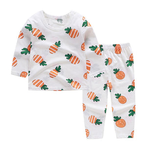 Cute Children's Autumn Pajamas Clothing Set Cartoon Boys & Girls Sleepwear Suits Kids Long Sleeves Top + Pants Baby Home Clothes