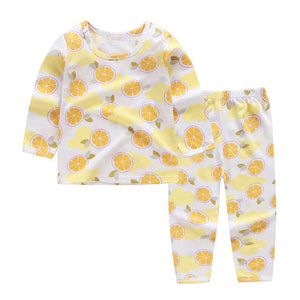 Cute Children's Autumn Pajamas Clothing Set Cartoon Boys & Girls Sleepwear Suits Kids Long Sleeves Top + Pants Baby Home Clothes