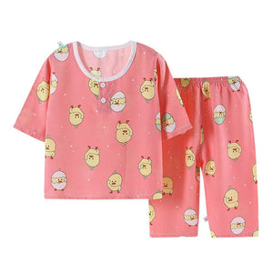 Cute Children's Autumn Pajamas Clothing Set Cartoon Boys & Girls Sleepwear Suits Kids Long Sleeves Top + Pants Baby Home Clothes