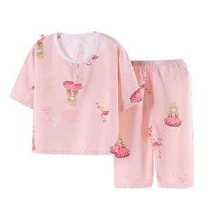 Cute Children's Autumn Pajamas Clothing Set Cartoon Boys & Girls Sleepwear Suits Kids Long Sleeves Top + Pants Baby Home Clothes