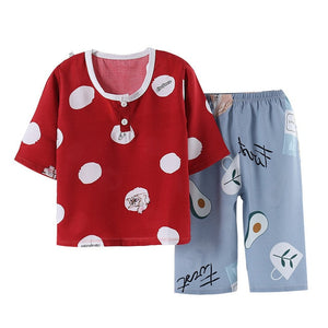 Cute Children's Autumn Pajamas Clothing Set Cartoon Boys & Girls Sleepwear Suits Kids Long Sleeves Top + Pants Baby Home Clothes