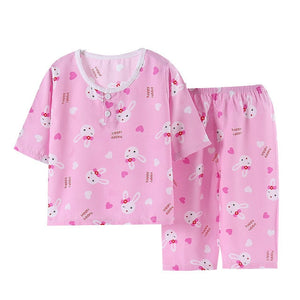 Cute Children's Autumn Pajamas Clothing Set Cartoon Boys & Girls Sleepwear Suits Kids Long Sleeves Top + Pants Baby Home Clothes