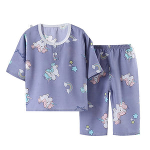 Cute Children's Autumn Pajamas Clothing Set Cartoon Boys & Girls Sleepwear Suits Kids Long Sleeves Top + Pants Baby Home Clothes