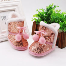 Carregar imagem no visualizador da galeria, Warm Newborn Toddler Boots Winter First Walkers baby Girls Boys Shoes Soft Sole Fur Snow Booties for 0-18M
