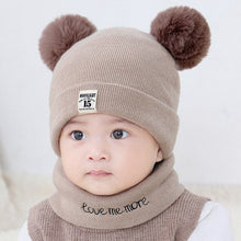 Cargar imagen en el visor de la galería, Autumn Winter Children Hats Pom Pom Ball Hat Kids Beanies Cap Girls Boys Warm Wool Hooded Hat Baby Scarves Toddler Caps
