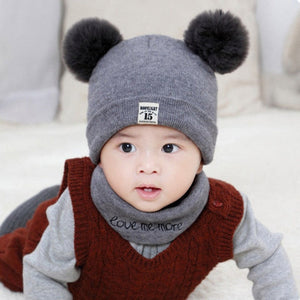 Autumn Winter Children Hats Pom Pom Ball Hat Kids Beanies Cap Girls Boys Warm Wool Hooded Hat Baby Scarves Toddler Caps